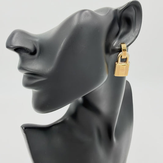 HERMES エルメス ピアス オーケリー カデナ アクセサリー レザー ホワイト 白 GP レザー Z刻印 アイボリー ゴールド レディース 約15.0g 2021年【中古品】