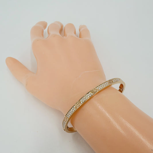 CARTIER カルティエ バングル ラブブレス パヴェ ジュエリー LOVE 18金 サイズ16 Au750 K18ピンクゴールド ダイヤモンド レディース 約17g【中古品】