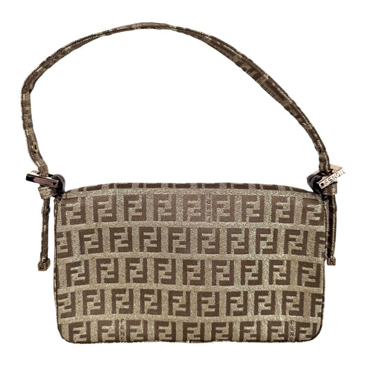 FENDI フェンディ ハンドバッグ ズッキーノ マンマバケット ミニ ポーチ キャンバス レザー ゴールド ピンクゴールド金具 レディース【中古品】