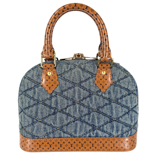 LOUIS VUITTON ルイヴィトン 2WAY マルタージュ アルマBB ハンドバッグ ショルダーバッグ モノグラム M55048 デニム レザー ブルー 青 ブラウン 茶 ゴールド金具 レディース【中古品】