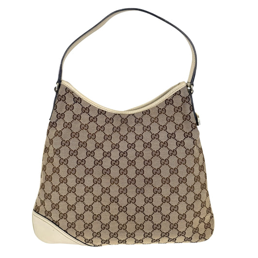 GUCCI グッチ ハンドバッグ ワンショルダー 169947 GGキャンバス レザー ベージュ アイボリー ゴールド金具 レディース【中古品】