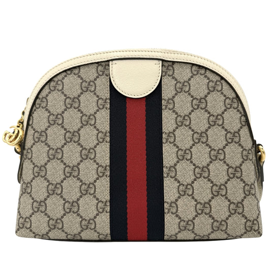 GUCCI グッチ ショルダーバッグ オフィディア ウェブストライプ ミニバッグ 499621 GGスプリームキャンバス レザー ベージュ アイボリー ゴールド金具 レディース【中古品】