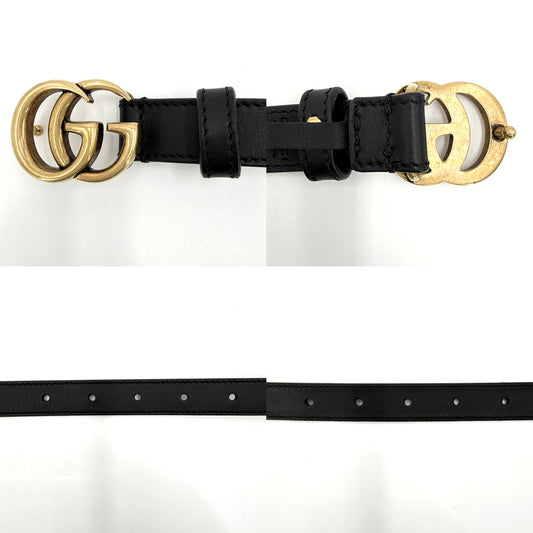 GUCCI グッチ ベルト GGマーモント ダブルG ファッションアイテム 小物 409417 レザー ブラック 黒 ゴールド金具 メンズ【中古品】