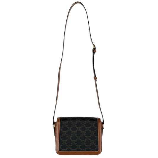 CELINE セリーヌ ショルダーバッグ ティーン トリオンフ 188882BZ4 PVC レザー ブラウン 茶 ゴールド金具 レディース【中古品】