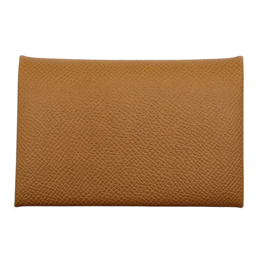 HERMES エルメス カードケース カルヴィ コインケース 名刺入れ 小銭入れ 小物 W刻印 ヴォーエプソン ブラウン 茶 シルバー金具 メンズ 2024年【中古品】