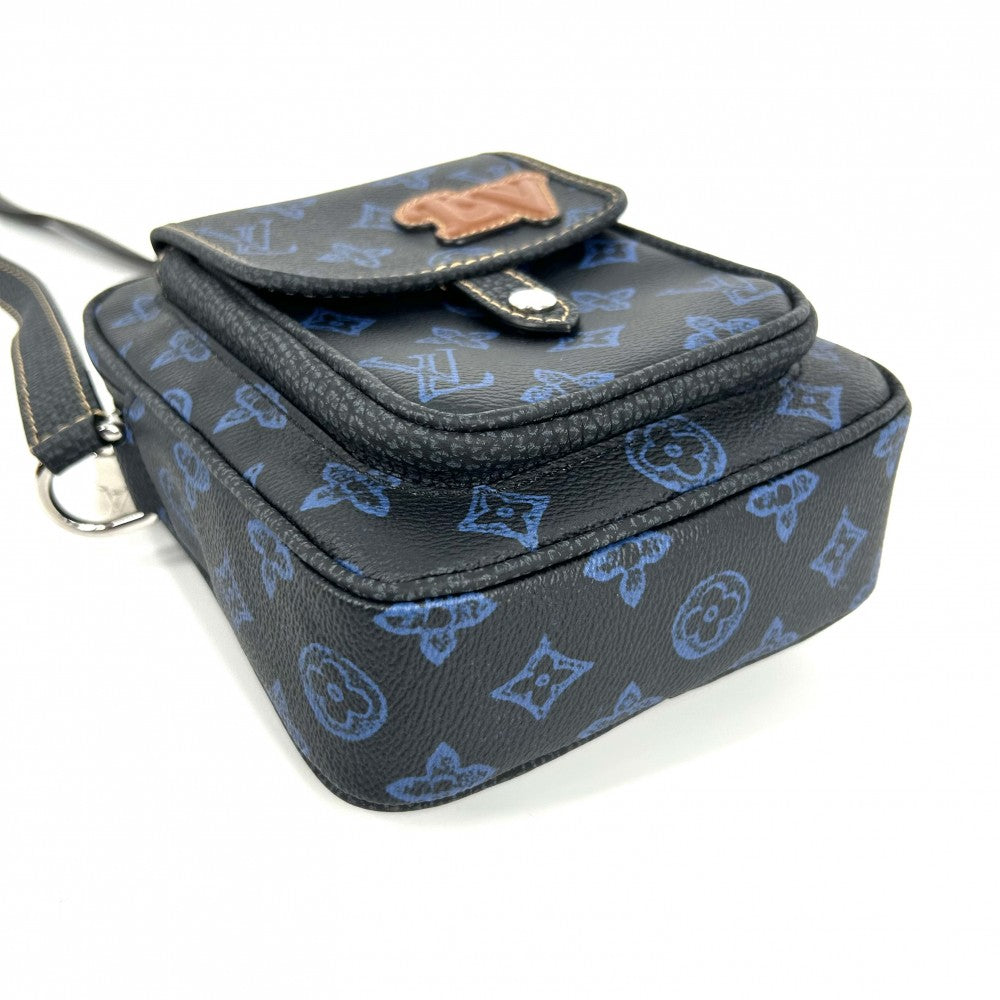 【開店SALE】 LOUIS VUITTON ルイヴィトン ショルダーバッグ モノグラムレコード クリストファー ウエアラブル ポシェット かばん 鞄 M81854 ネイビー 紺 ゴールド金具 メンズ【中古品】