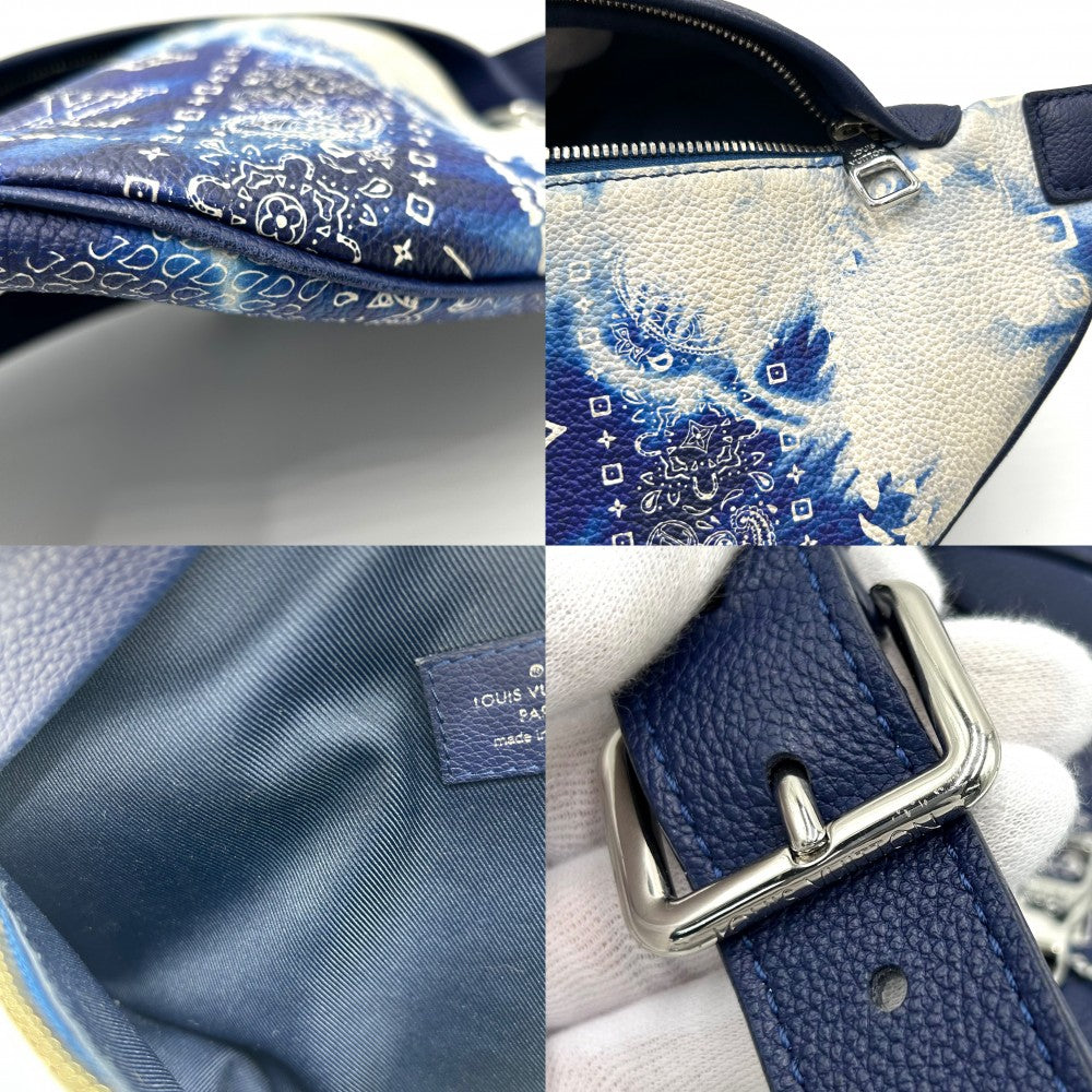 【開店SALE】 LOUIS VUITTON ルイヴィトン ボディバッグ モノグラムバンダナ ディスカバリーバムバッグPM ウエストバッグ ペイズリー柄 かばん 鞄 M20587 ブルー 青 シルバー金具 メンズ【中古品】
