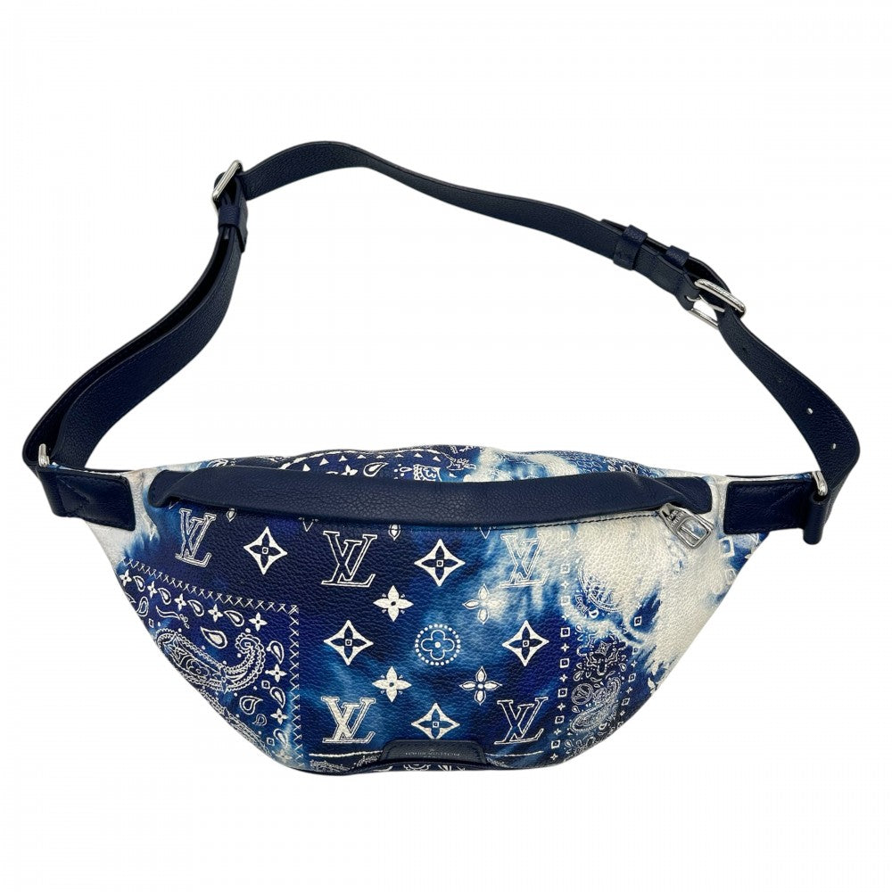 【開店SALE】 LOUIS VUITTON ルイヴィトン ボディバッグ モノグラムバンダナ ディスカバリーバムバッグPM ウエストバッグ ペイズリー柄 かばん 鞄 M20587 ブルー 青 シルバー金具 メンズ【中古品】
