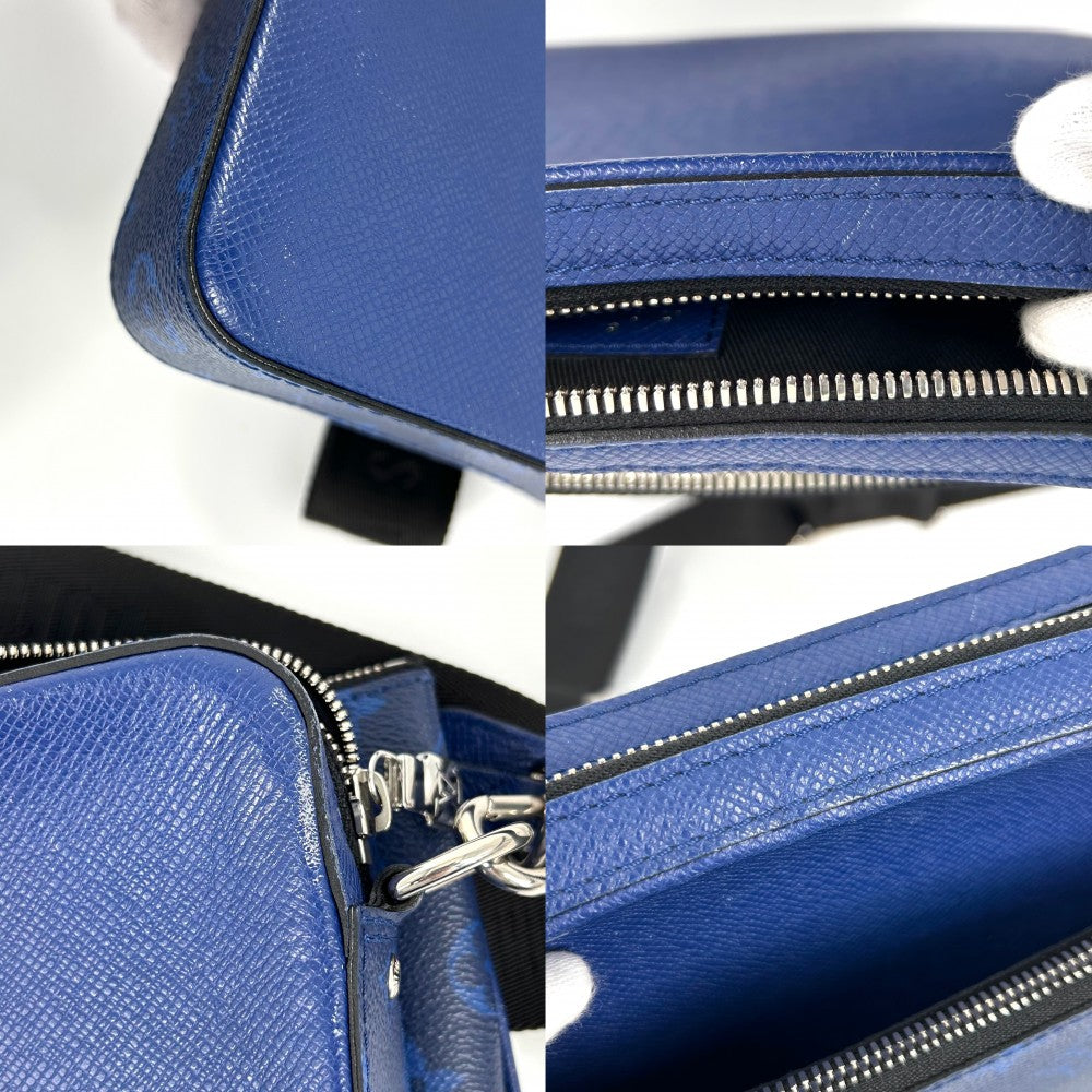 【開店SALE】 LOUIS VUITTON ルイヴィトン ショルダーバッグ タイガラマ トリオ・メッセンジャー ブルー かばん 鞄 M30848 コバルト シルバー金具 メンズ【中古品】