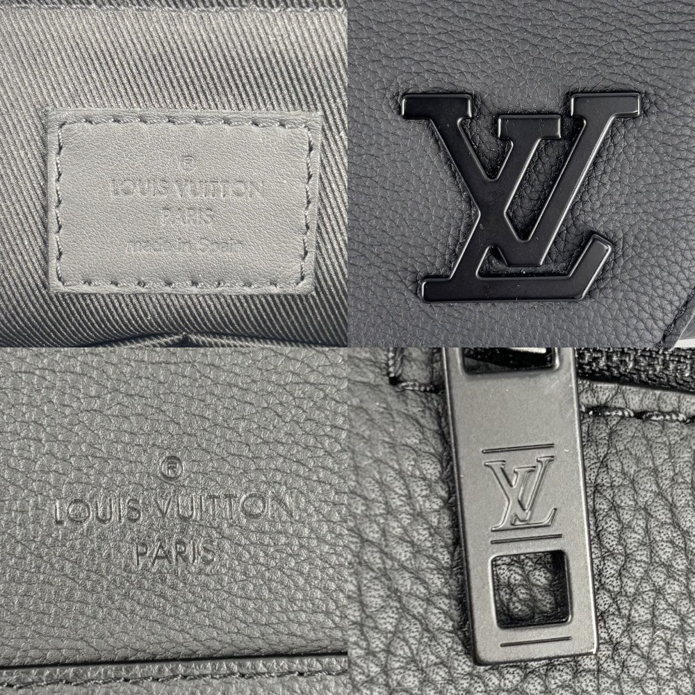 【開店SALE】 LOUIS VUITTON ルイヴィトン ショルダーバッグ LVアエログラム テイクオフ メッセンジャー M57080 レザー ブラック 黒 ブラック金具 メンズ【中古品】