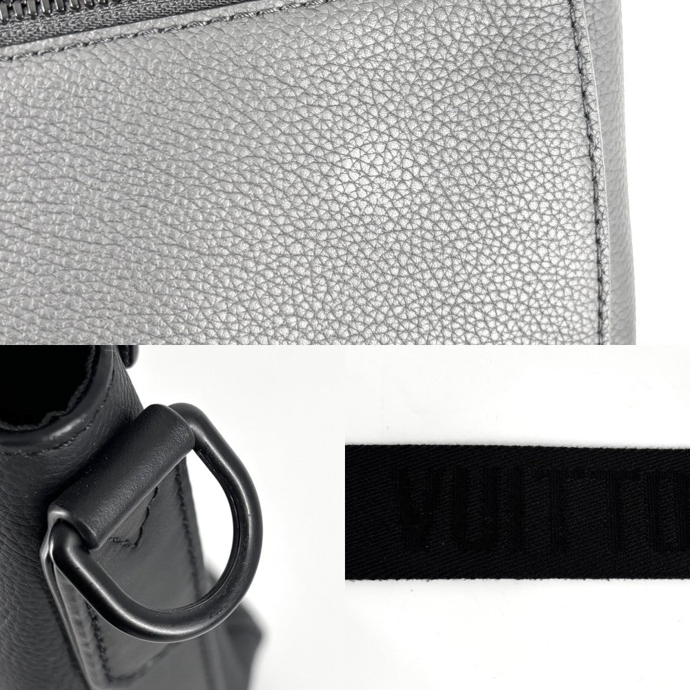 【開店SALE】 LOUIS VUITTON ルイヴィトン ショルダーバッグ LVアエログラム テイクオフ メッセンジャー M57080 レザー ブラック 黒 ブラック金具 メンズ【中古品】