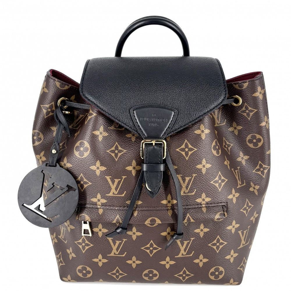 【開店SALE】 LOUIS VUITTON ルイヴィトン リュック モノグラム モンスリ NM PM バックパック かばん 鞄 M45515 ブラウン 茶 ブラック 黒 ゴールド金具 レディース【中古品】