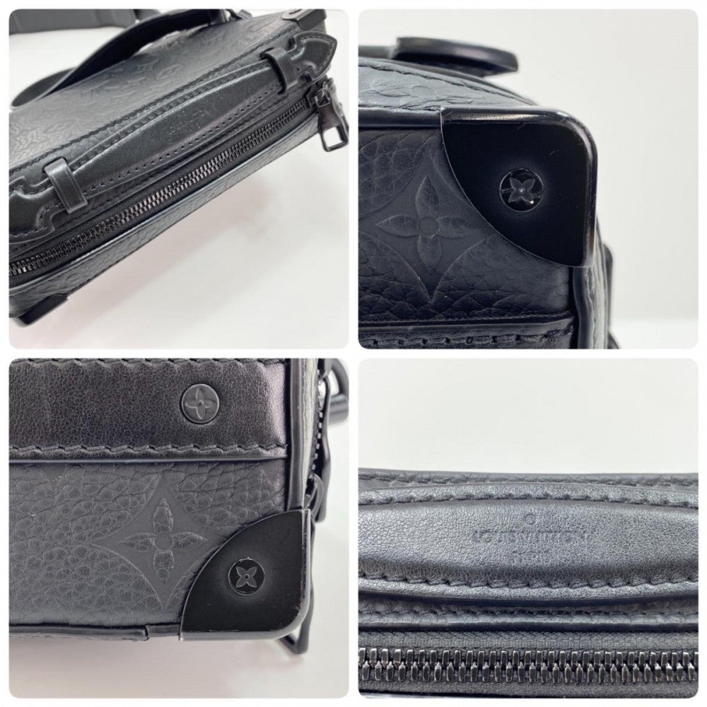 【開店SALE】 LOUIS VUITTON ルイヴィトン 2WAY モノグラム・トリヨン ハンドルソフトトランク ハンドバッグ ショルダーバッグ M59163 レザー ブラック 黒 ブラック金具 メンズ【中古品】
