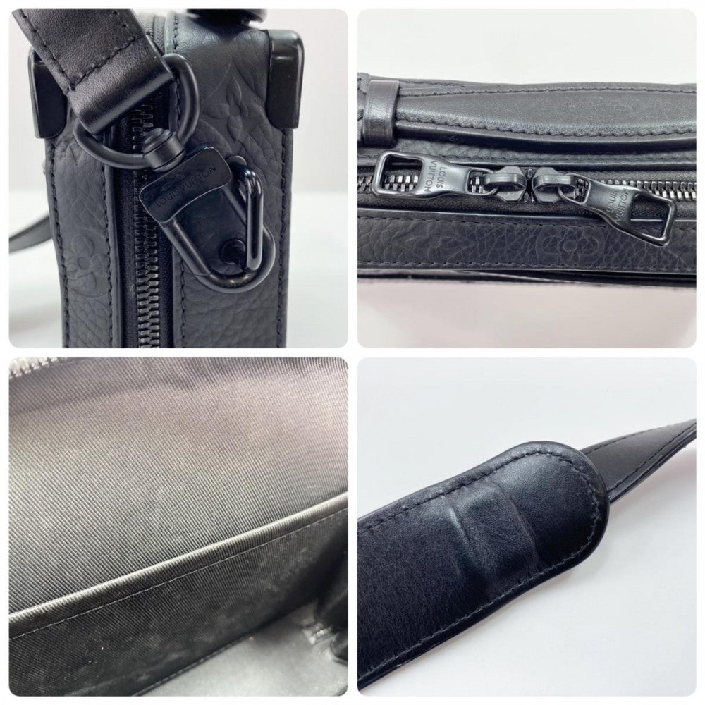 【開店SALE】 LOUIS VUITTON ルイヴィトン 2WAY モノグラム・トリヨン ハンドルソフトトランク ハンドバッグ ショルダーバッグ M59163 レザー ブラック 黒 ブラック金具 メンズ【中古品】