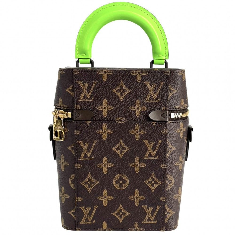 LOUIS VUITTON ルイヴィトン 2WAY ヴェルティカルボックストランク ハンドバッグ ショルダーバッグ M59664 モノグラムキャンバス ブラウン 茶 グリーン 緑 ゴールド金具 メンズ【中古品】