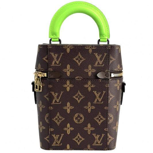 LOUIS VUITTON ルイヴィトン 2WAY ヴェルティカルボックストランク ハンドバッグ ショルダーバッグ M59664 モノグラムキャンバス ブラウン 茶 グリーン 緑 ゴールド金具 メンズ【中古品】
