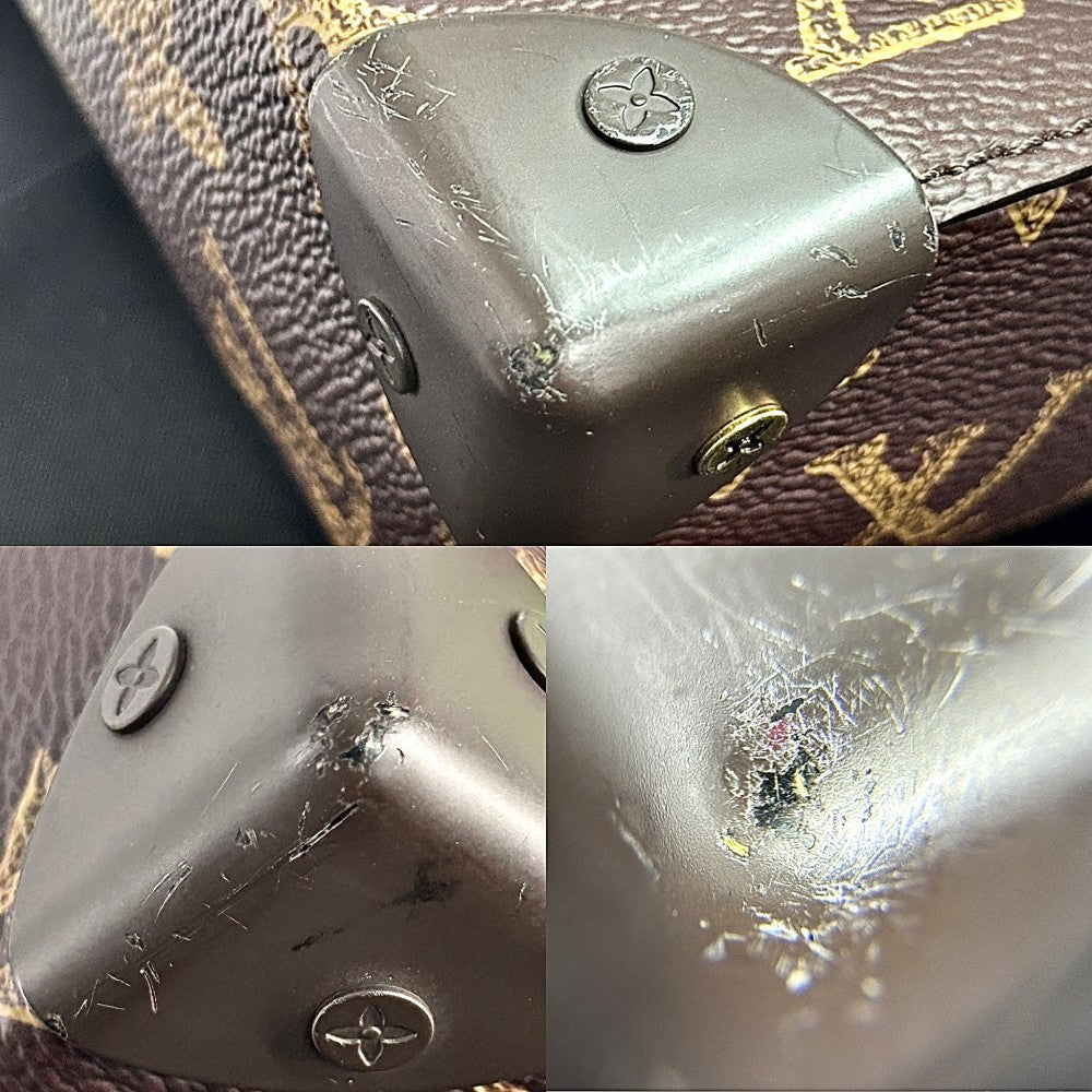 LOUIS VUITTON ルイヴィトン 2WAY ヴェルティカルボックストランク ハンドバッグ ショルダーバッグ M59664 モノグラムキャンバス ブラウン 茶 グリーン 緑 ゴールド金具 メンズ【中古品】