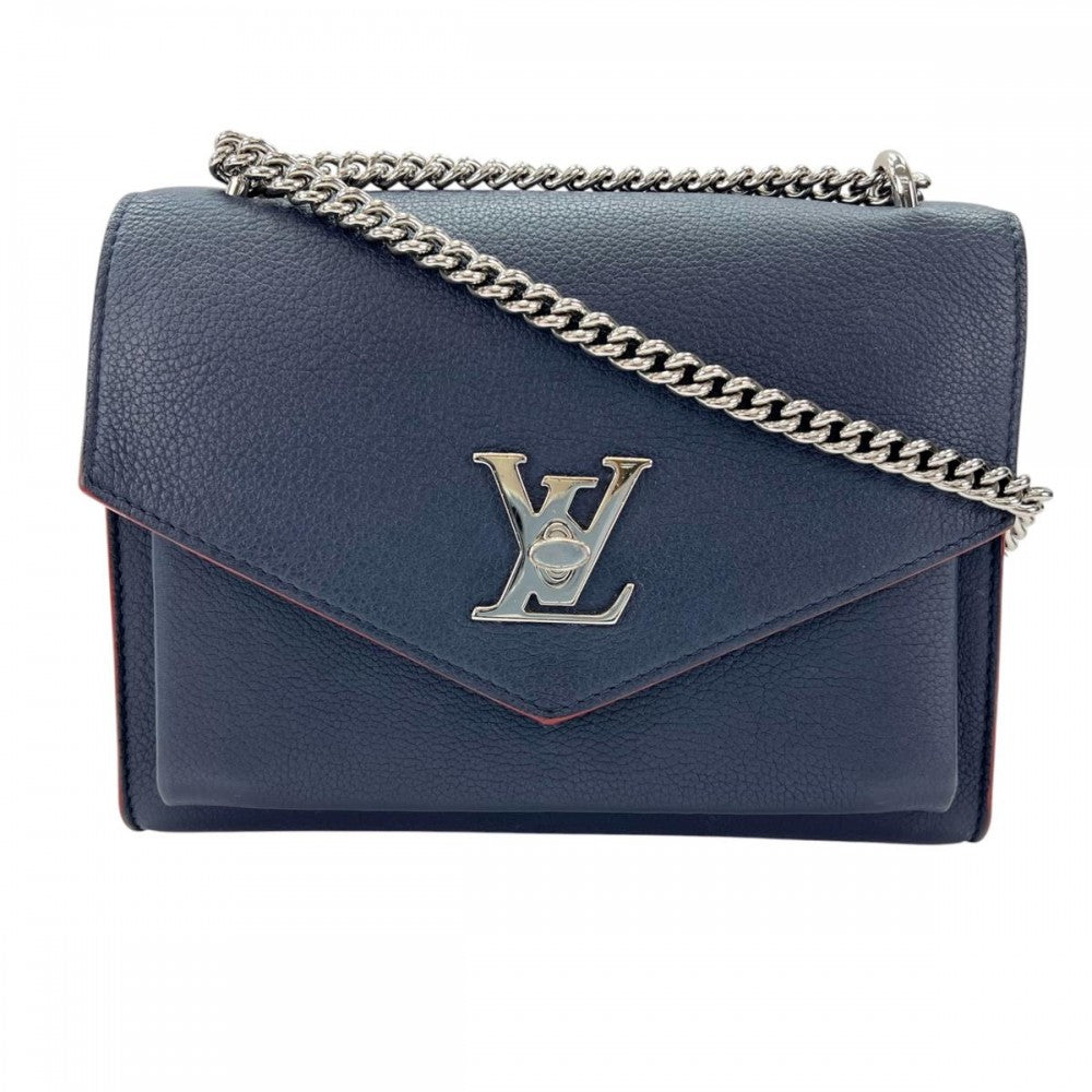 LOUIS VUITTON ルイヴィトン ショルダーバッグ マイロックミーBB チェーンショルダー マリーヌルージュ M53196 レザー ネイビー 紺 レッド 赤 シルバー金具 レディース【中古品】