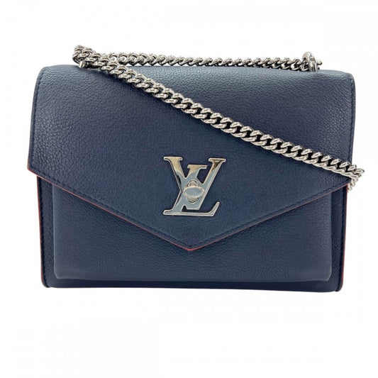 LOUIS VUITTON ルイヴィトン ショルダーバッグ マイロックミーBB チェーンショルダー マリーヌルージュ M53196 レザー ネイビー 紺 レッド 赤 シルバー金具 レディース【中古品】