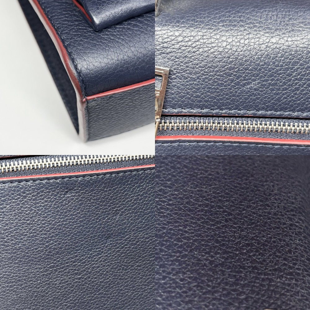 LOUIS VUITTON ルイヴィトン ショルダーバッグ マイロックミーBB チェーンショルダー マリーヌルージュ M53196 レザー ネイビー 紺 レッド 赤 シルバー金具 レディース【中古品】