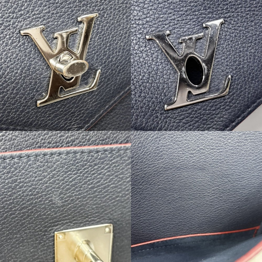 LOUIS VUITTON ルイヴィトン ショルダーバッグ マイロックミーBB チェーンショルダー マリーヌルージュ M53196 レザー ネイビー 紺 レッド 赤 シルバー金具 レディース【中古品】