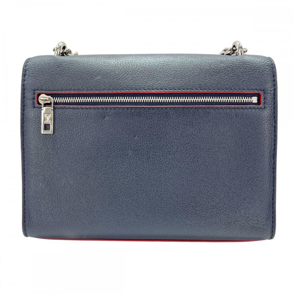 LOUIS VUITTON ルイヴィトン ショルダーバッグ マイロックミーBB チェーンショルダー マリーヌルージュ M53196 レザー ネイビー 紺 レッド 赤 シルバー金具 レディース【中古品】