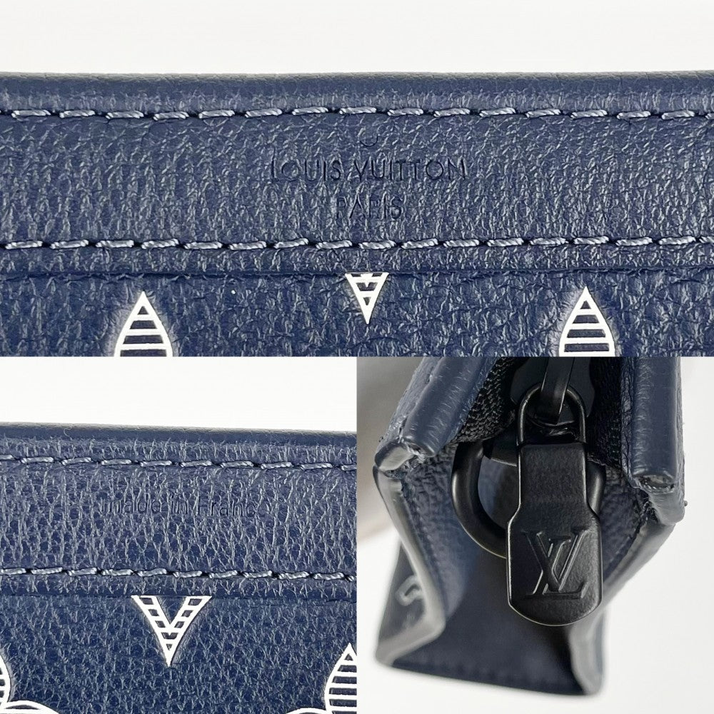【開店SALE】 LOUIS VUITTON ルイヴィトン ショルダーバッグ モノグラムシャドウ ガストン・ウェアラブル ウォレット クラッチバッグ 2WAY M83384 ネイビー 紺 ブラック金具 メンズ【中古品】