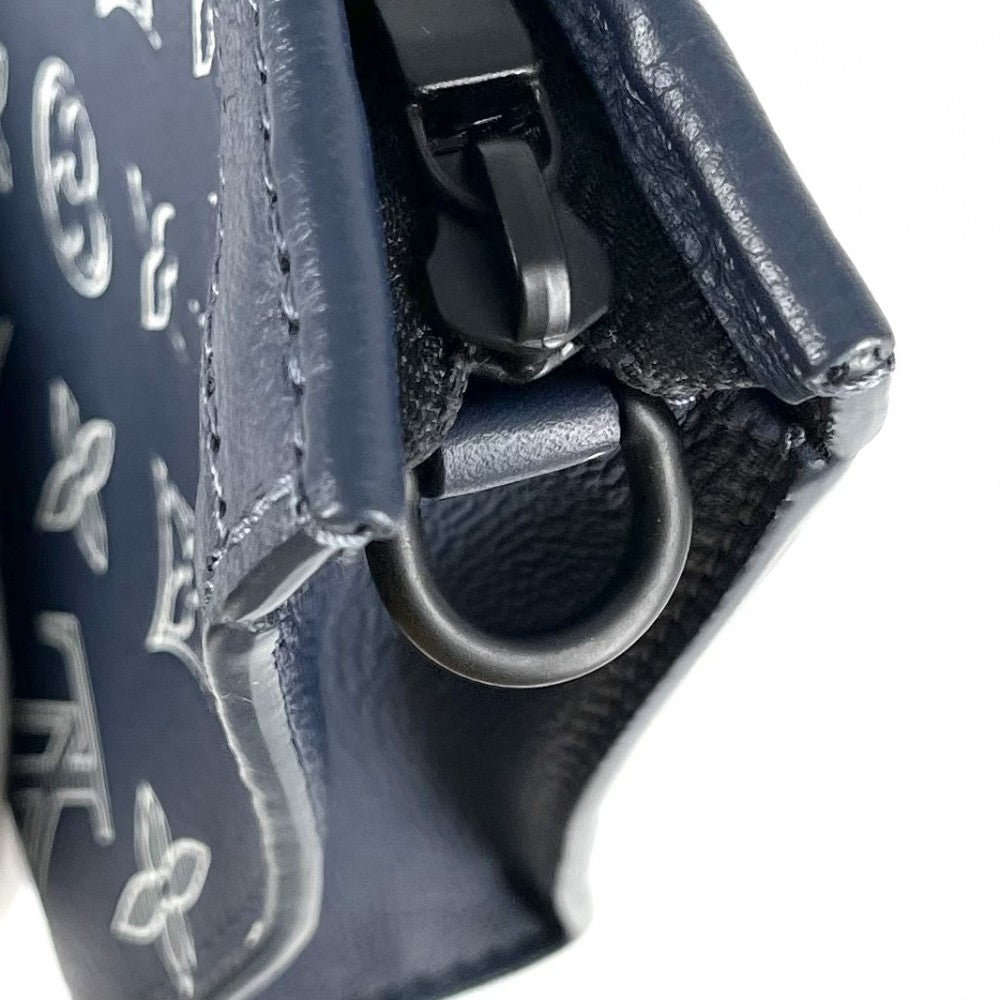 【開店SALE】 LOUIS VUITTON ルイヴィトン ショルダーバッグ モノグラムシャドウ ガストン・ウェアラブル ウォレット クラッチバッグ 2WAY M83384 ネイビー 紺 ブラック金具 メンズ【中古品】