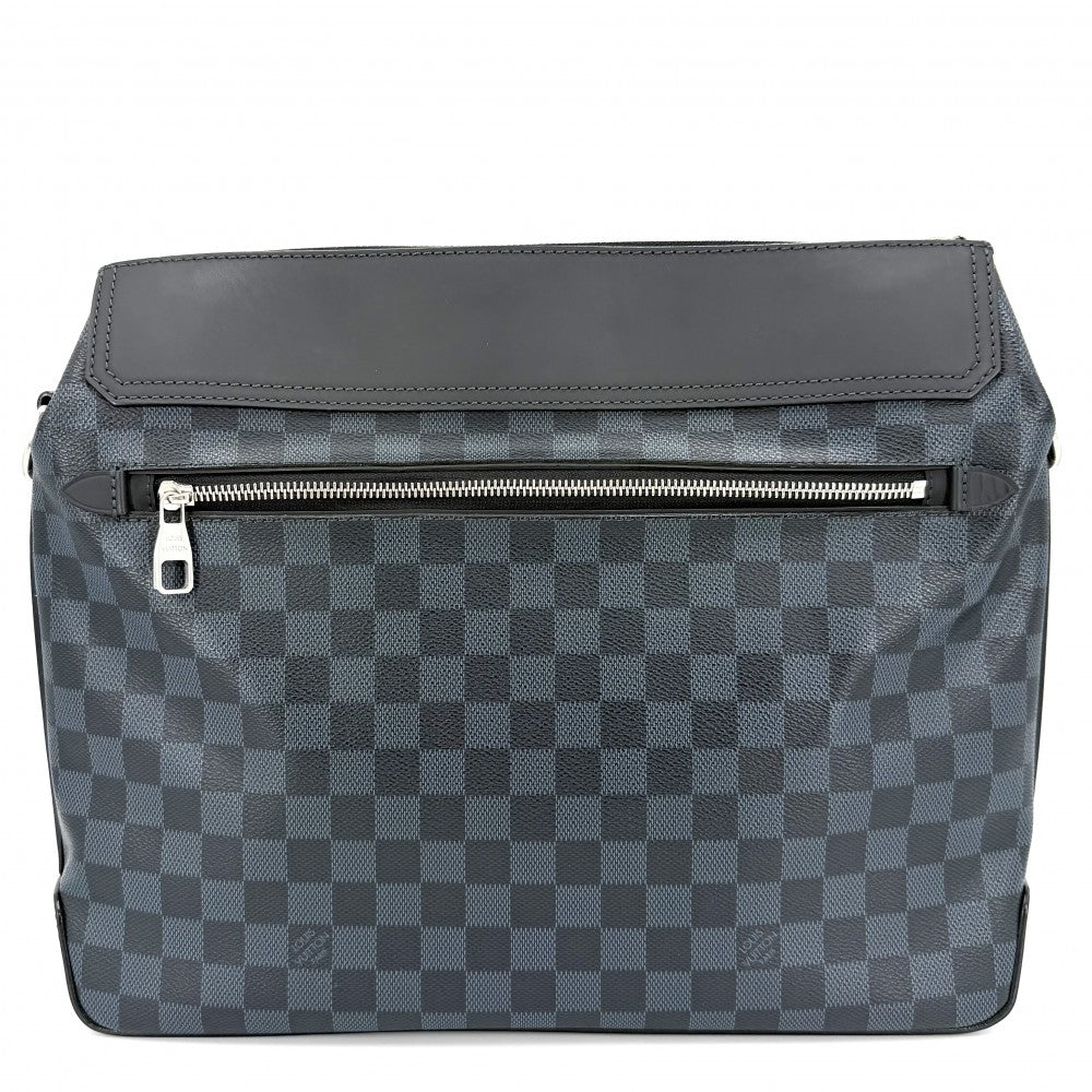 【開店SALE】 LOUIS VUITTON ルイヴィトン ショルダーバッグ メッセンジャーグリニッジ ビジネスバッグ N41348 ネイビー 紺 ブラック 黒 シルバー金具 メンズ【中古品】