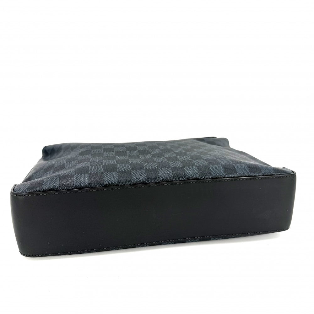 【開店SALE】 LOUIS VUITTON ルイヴィトン ショルダーバッグ メッセンジャーグリニッジ ビジネスバッグ N41348 ネイビー 紺 ブラック 黒 シルバー金具 メンズ【中古品】