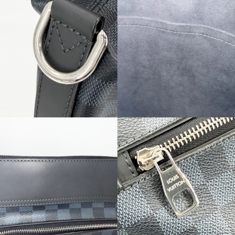 LOUIS VUITTON ルイヴィトン ショルダーバッグ メッセンジャーグリニッジ ビジネスバッグ N41348 ネイビー 紺 ブラック 黒 シルバー金具 メンズ【中古品】