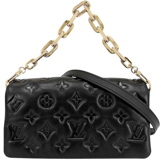 【開店SALE】 LOUIS VUITTON ルイヴィトン 2WAY ハンドバッグ ショルダーバッグ モノグラム ポシェットクッサン 小さめ ミニバッグ M83359 ラムレザー ブラック 黒 ゴールド金具 レディース【中古品】