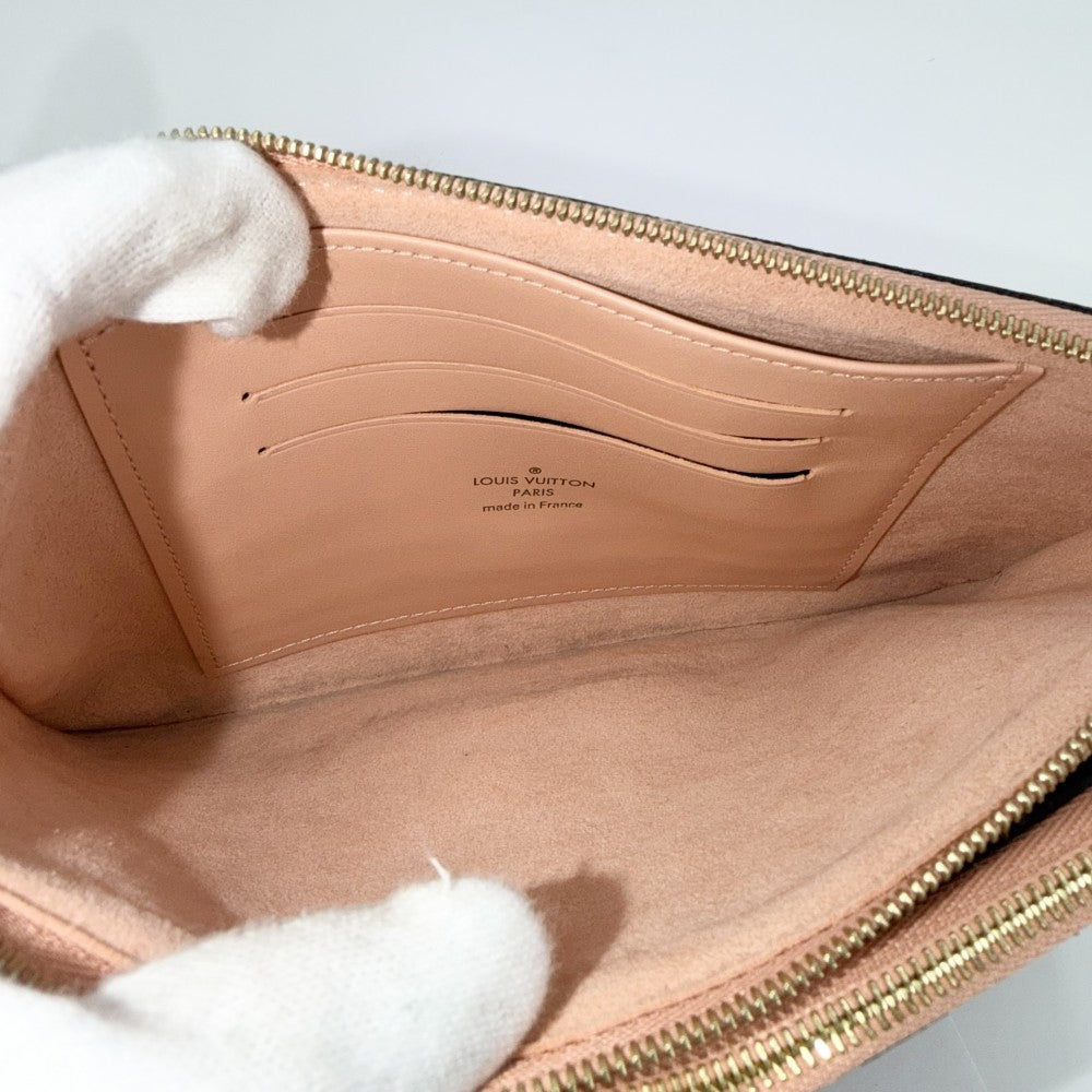 【開店SALE】 LOUIS VUITTON ルイヴィトン ショルダーバッグ ポシェット ドゥーブル チェーン N60254 ダミエキャンバス ブラウン 茶 ピンク ゴールド金具 レディース【中古品】