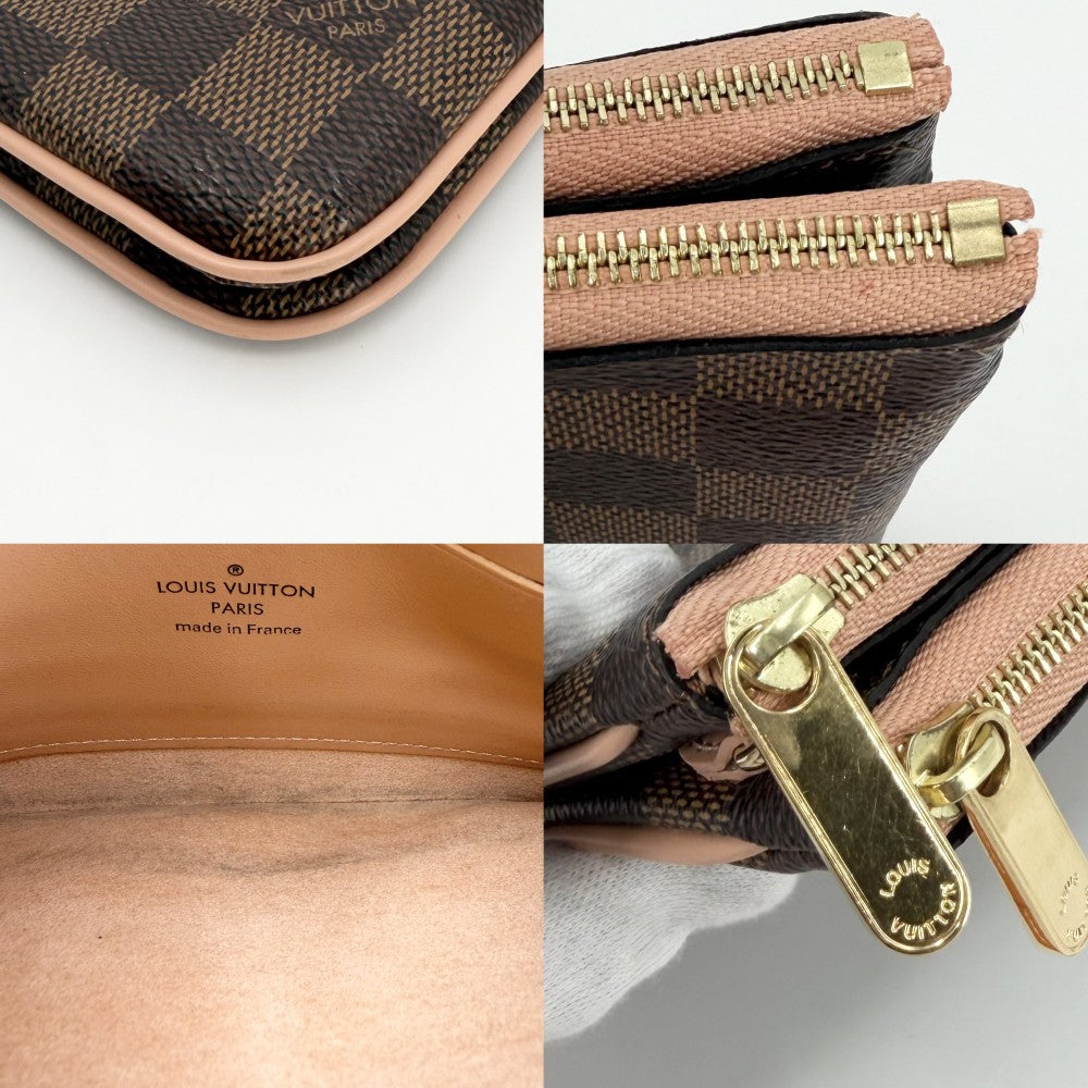 【開店SALE】 LOUIS VUITTON ルイヴィトン ショルダーバッグ ポシェット ドゥーブル チェーン N60254 ダミエキャンバス ブラウン 茶 ピンク ゴールド金具 レディース【中古品】