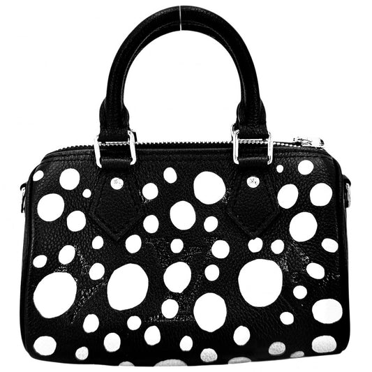 LOUIS VUITTON ルイヴィトン 2WAY 草間彌生 ナノスピーディ ミニハンドバッグ ショルダーバッグ M81910 モノグラムアンプラント ブラック 黒 ホワイト 白 シルバー金具 レディース【中古品】