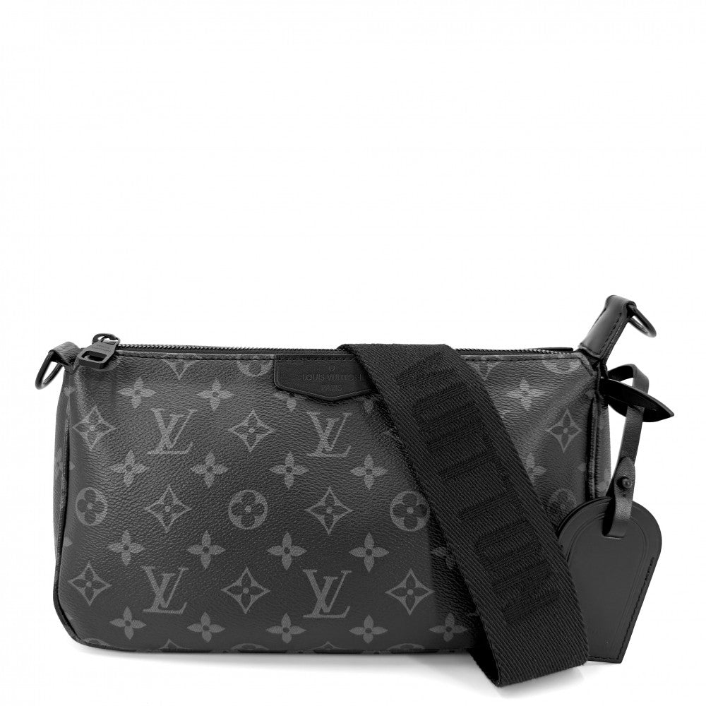 LOUIS VUITTON ルイヴィトン ショルダーバッグ モノグラムエクリプス ポシェットアクセソワールXL Pochette Accessoires M11741 ブラック 黒 ブラック金具 メンズ【中古品】