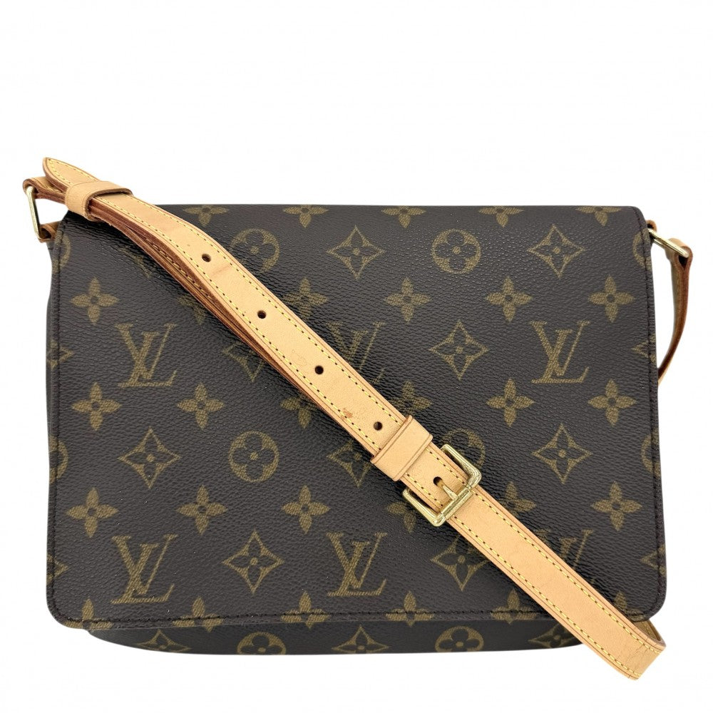 【開店SALE】 LOUIS VUITTON ルイヴィトン ショルダーバッグ ミュゼットタンゴ ショートストラップ M51257 モノグラムキャンバス ブラウン 茶 ゴールド金具 レディース【中古品】