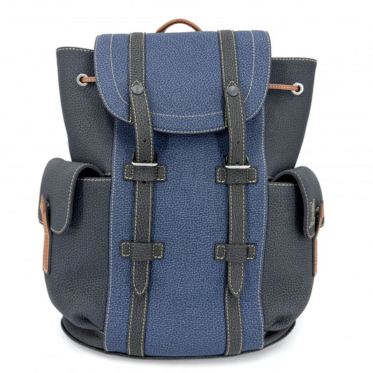 LOUIS VUITTON ルイヴィトン リュック LV フォール･コレクション クリストファーPM バッグパック M21373 トリヨンレザー グレー ブルー 青 シルバー金具 メンズ【中古品】