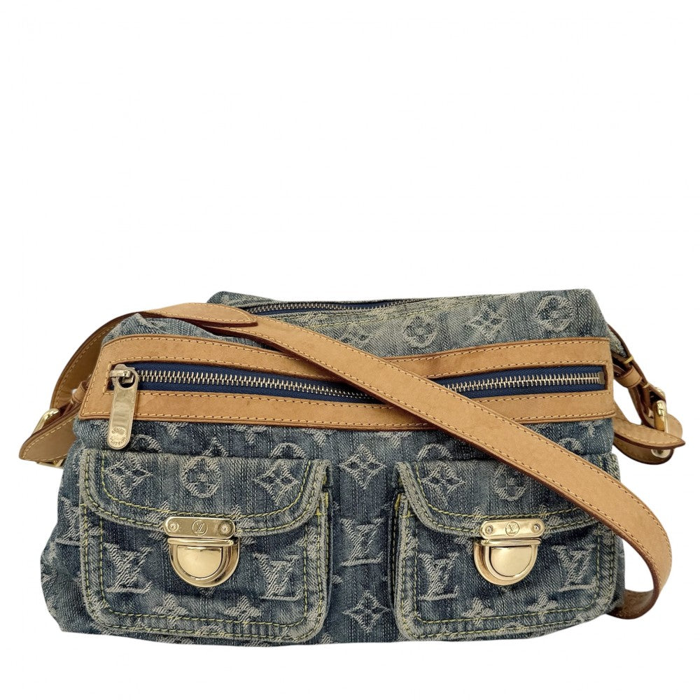 LOUIS VUITTON ルイヴィトン ショルダーバッグ モノグラムデニム バギーPM M95049 ブルー 青 ゴールド金具 レディース【中古品】