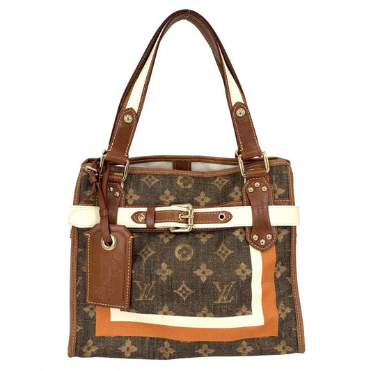 LOUIS VUITTON ルイヴィトン ハンドバッグ モノグラムティセ サックレイユールPM トートバッグ M56386 ブラウン 茶 ゴールド金具 レディース【中古品】
