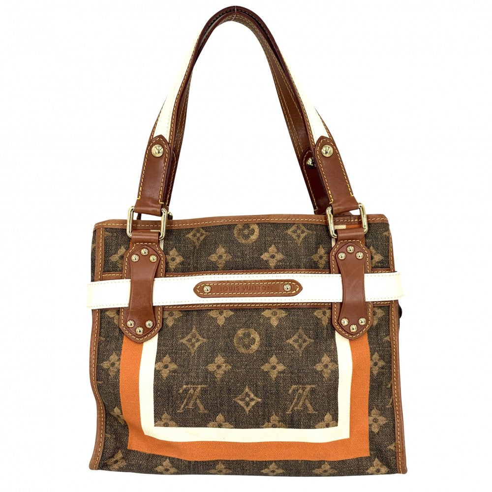 LOUIS VUITTON ルイヴィトン ハンドバッグ モノグラムティセ サックレイユールPM トートバッグ M56386 ブラウン 茶 ゴールド金具 レディース【中古品】