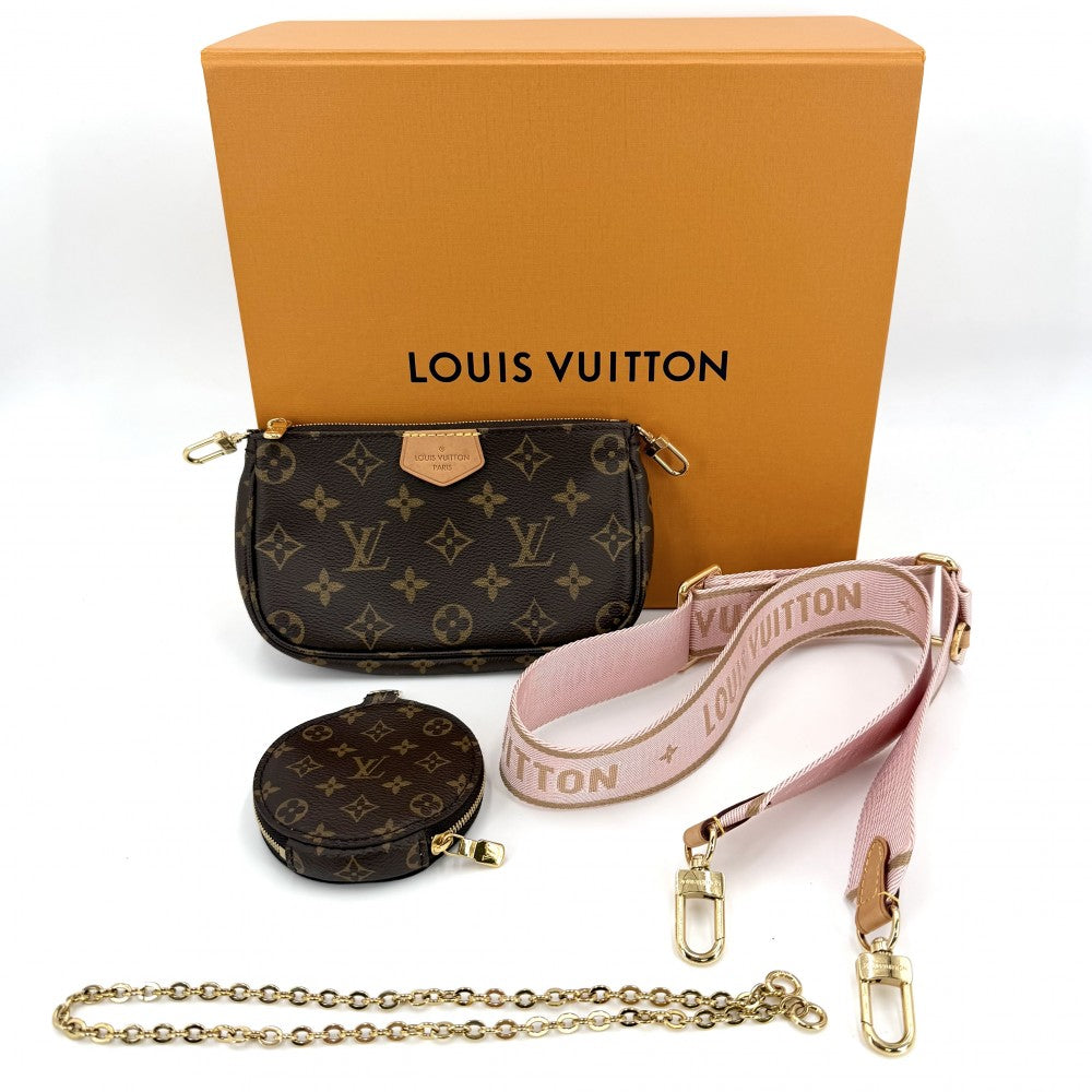 【開店SALE】 LOUIS VUITTON ルイヴィトン ショルダーバッグ モノグラム ミュルティポシェットアクセソワール 2WAY ハンドバッグ ローズクレール M44840 ブラウン 茶 ピンク ゴールド金具 レディース【中古品】