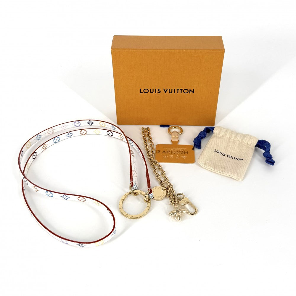 LOUIS VUITTON ルイヴィトン キーホルダー モノグラム 村上隆 フォンホルダー LV×TM 小物 ポーチ M14099 ホワイト 白 マルチカラー レディース【中古品】