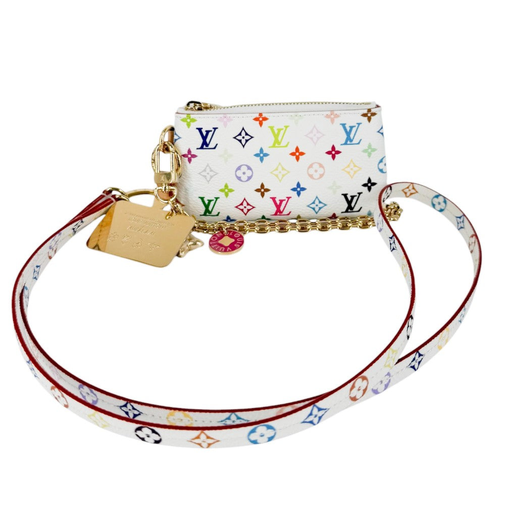 LOUIS VUITTON ルイヴィトン キーホルダー モノグラム 村上隆 フォンホルダー LV×TM 小物 ポーチ M14099 ホワイト 白 マルチカラー レディース【中古品】