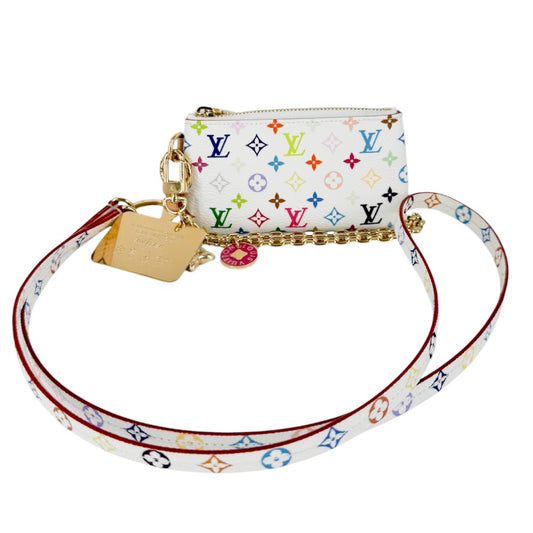 LOUIS VUITTON ルイヴィトン キーホルダー モノグラム 村上隆 フォンホルダー LV×TM 小物 ポーチ M14099 ホワイト 白 マルチカラー レディース【中古品】