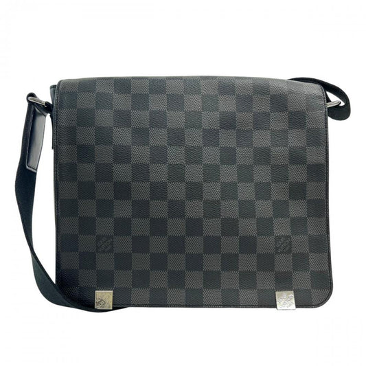 LOUIS VUITTON ルイヴィトン ショルダーバッグ ディストリクト PM ダミエグラフィット N41028 ダミエキャンバス ブラック 黒 グレー シルバー金具 メンズ【中古品】
