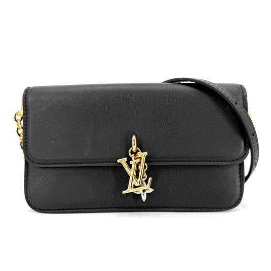 LOUIS VUITTON ルイヴィトン チェーンウォレット LVブルーム ウォレット オン チェーン 2WAY ショルダーバッグ M14564 レザー ブラック 黒 ゴールド×シルバー金具 レディース【中古品】