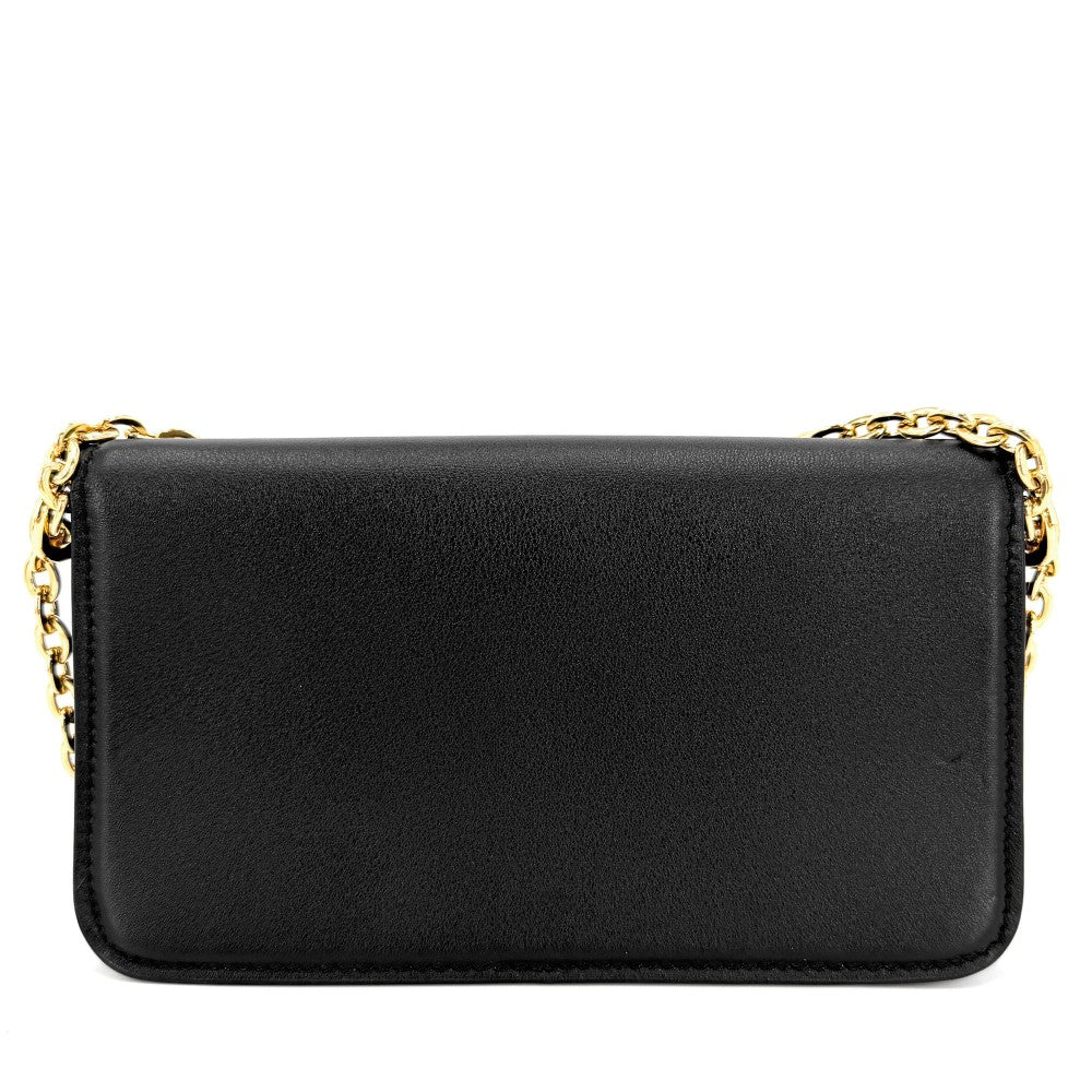 LOUIS VUITTON ルイヴィトン チェーンウォレット LVブルーム ウォレット オン チェーン 2WAY ショルダーバッグ M14564 レザー ブラック 黒 ゴールド×シルバー金具 レディース【中古品】