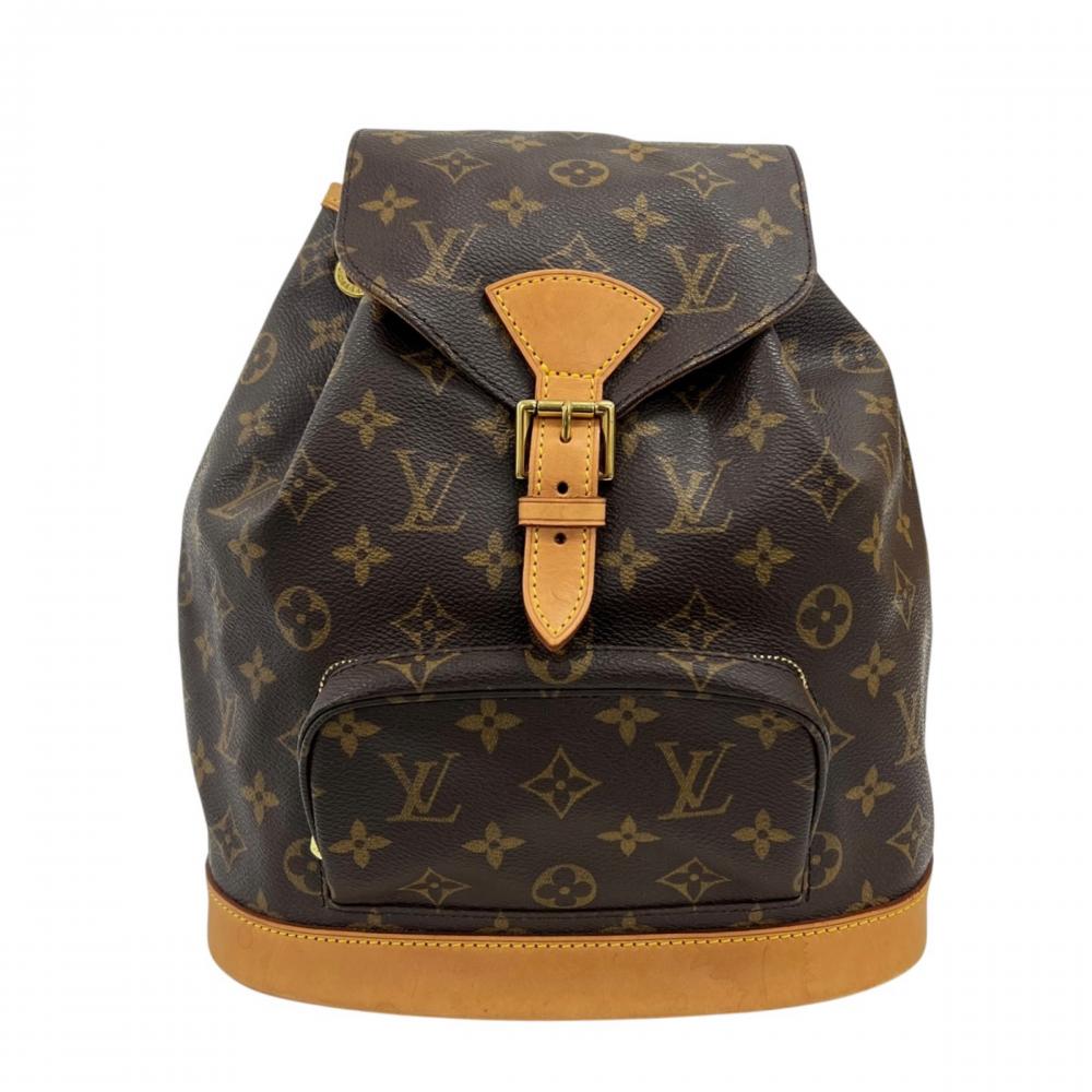 LOUIS VUITTON ルイヴィトン リュック モンスリMM モノグラム M51136 モノグラムキャンバス ヌメ革 ブラウン 茶 レディース【中古品】