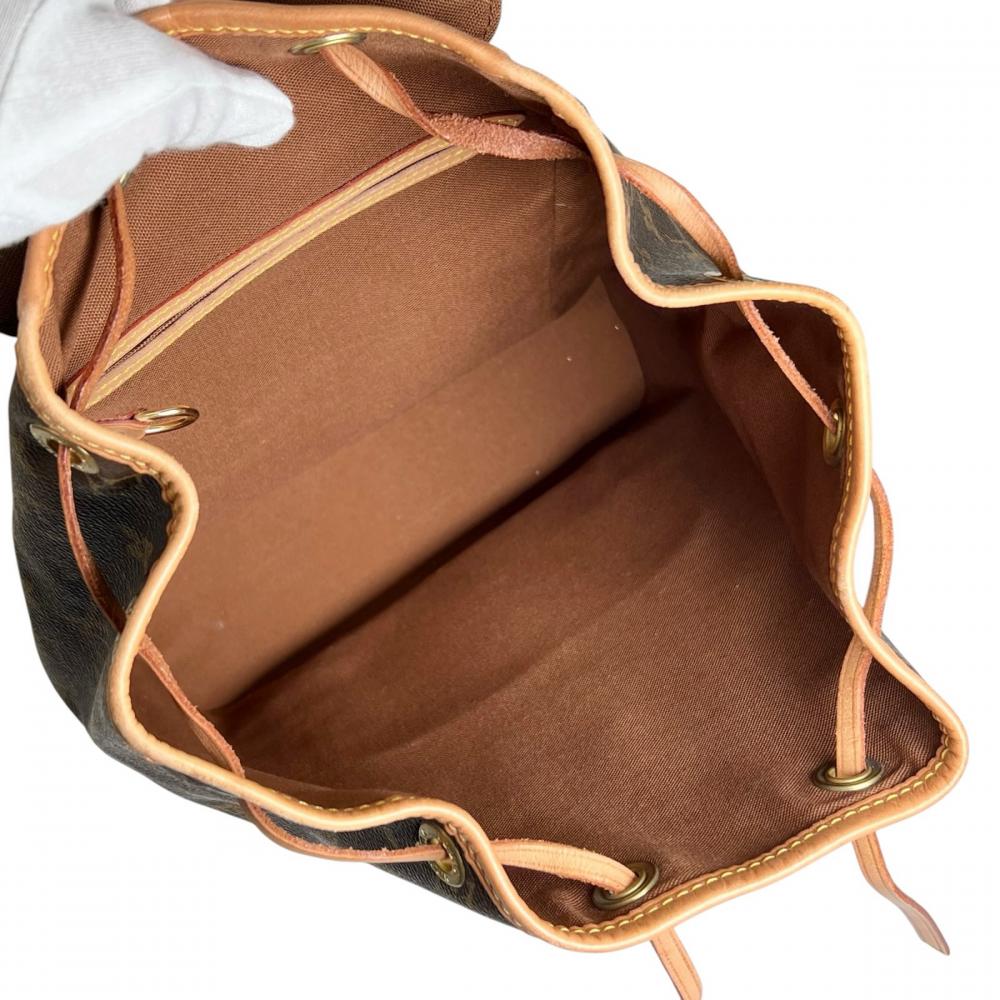 LOUIS VUITTON ルイヴィトン リュック モンスリMM モノグラム M51136 モノグラムキャンバス ヌメ革 ブラウン 茶 レディース【中古品】